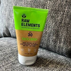 Raw Elements Natural Sunscreen Face & Body SPF 30  3oz NEW - Sealed - Beach